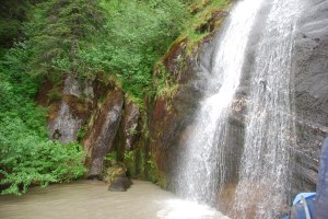 One of many magnificent waterfalls - up close and personal - from our jet boat on the Stikine River and Glacier Lake.